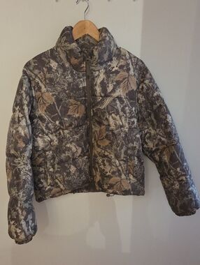 Women's Camouflage Puff Jacket - Brown